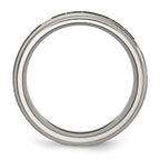 Chisel Titanium Brushed and Polished Claddagh Laser Design 8mm Ridged Edge Band