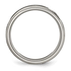 Chisel Titanium Brushed and Polished Cross Laser Design 8mm Ridged Edge Band