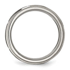 Chisel Titanium Brushed and Polished Flame Laser Design 8mm Ridged Edge Band