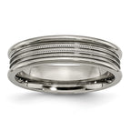 Titanium Grooved and Beaded 6mm Polished Band