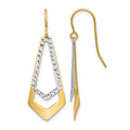 10K Two-tone D/C Shepherd Hook Dangle Earrings
