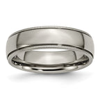 Chisel Titanium Polished 6mm Grooved and Beaded Edge Band