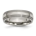 Chisel Titanium Polished 6mm Grooved and Beaded Edge Band