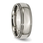 Chisel Titanium Polished 8mm Grooved and Beaded Edge Band