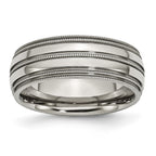 Titanium Grooved and Beaded Edge 8mm Polished Band