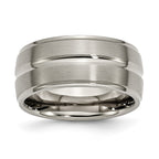 Chisel Titanium Brushed and Polished 10mm Grooved Ridged Edge Band