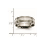 Chisel Titanium Brushed and Polished with Sterling Silver Inlay 7mm Grooved Band