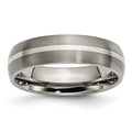 Chisel Titanium Brushed with Sterling Silver Inlay 6mm Band