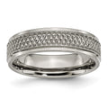 Titanium Ridged Edge Weave Design 6mm Polished Band