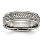 Titanium Ridged Edge Weave Design 6mm Polished Band