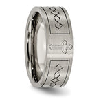 Chisel Titanium Brushed Cross Design 8mm Flat Band