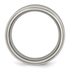 Titanium Ridged Edge Black Rubber 8mm Brushed/Polished Band