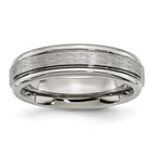 Chisel Titanium Brushed and Polished 6mm Grooved Edge Band