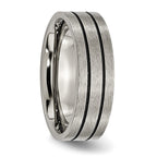 Chisel Titanium Brushed Black Enamel Grooved 7mm Flat Band