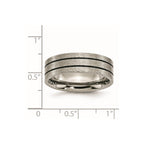 Chisel Titanium Brushed Black Enamel Grooved 7mm Flat Band