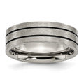 Chisel Titanium Brushed Black Enamel Grooved 7mm Flat Band