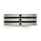 Chisel Titanium Polished Black Enamel Grooved 8mm Flat Band