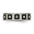 Titanium Polished Black Enamel Squares 6mm Flat Band