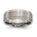 Chisel Titanium Brushed Center 8mm Double Step Ridged Edge Band