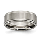 Chisel Titanium Brushed Center 8mm Double Step Ridged Edge Band