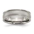 Chisel Titanium Brushed Center 6mm Ridged Edge Band