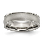 Chisel Titanium Brushed Center 6mm Ridged Edge Band