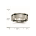 Titanium Brushed with Black Rubber 7mm Flat Band