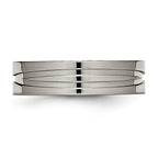 Chisel Titanium Polished X-Design 6mm Grooved Flat Band