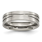 Chisel Titanium Polished X-Design 6mm Grooved Flat Band