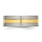 Chisel Titanium Polished Yellow IP-plated 7mm Grooved Band