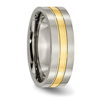 Chisel Titanium Polished Yellow IP-plated 7mm Grooved Band