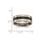 Chisel Titanium Polished with Black Carbon Fiber Inlay Flat 8mm Band