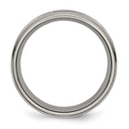 Chisel Titanium Brushed and Polished 8mm Grooved Flat Band