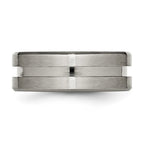 Chisel Titanium Brushed and Polished 8mm Grooved Flat Band