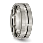 Chisel Titanium Brushed and Polished 8mm Grooved Flat Band