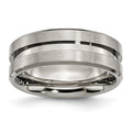 Chisel Titanium Brushed and Polished 8mm Grooved Flat Band