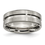 Chisel Titanium Brushed and Polished 8mm Grooved Flat Band