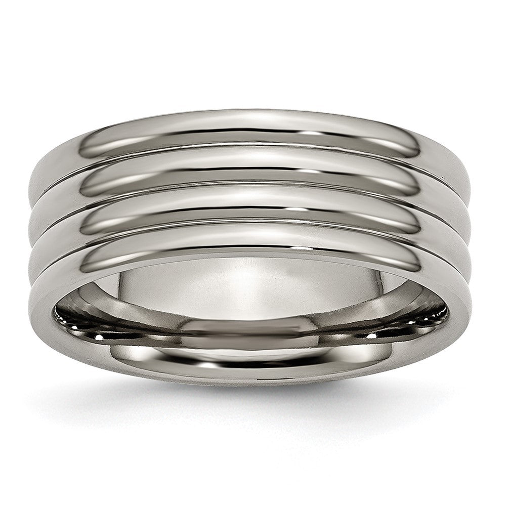 Titanium Grooved 8mm Polished Band