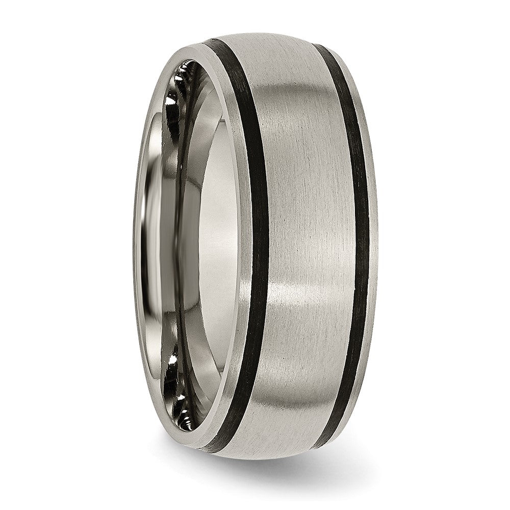 Chisel Titanium Brushed with Black Rubber 8mm Band
