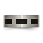 Chisel Titanium Brushed with Black Rubber 8mm Flat Band