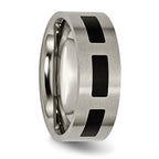 Chisel Titanium Brushed with Black Rubber 8mm Flat Band