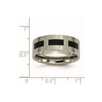 Chisel Titanium Brushed with Black Rubber 8mm Flat Band
