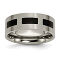 Chisel Titanium Brushed with Black Rubber 8mm Flat Band
