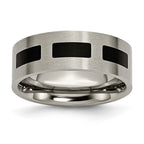 Chisel Titanium Brushed with Black Rubber 8mm Flat Band