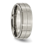 Chisel Titanium Brushed Center Block Design 8mm Ridged Edge Band