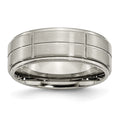 Chisel Titanium Brushed Center Block Design 8mm Ridged Edge Band