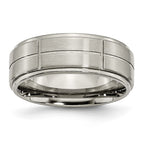 Chisel Titanium Brushed Center Block Design 8mm Ridged Edge Band