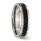 Chisel Titanium Polished Black Enamel Braid Design 6mm Ridged Edge Band