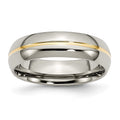 Chisel Titanium Polished Yellow IP-plated 6mm Grooved Band