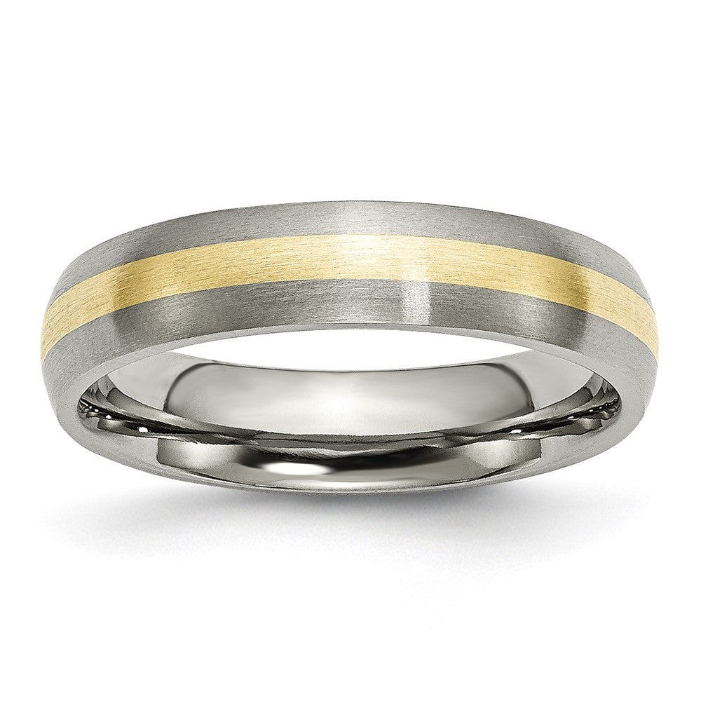Chisel Titanium Brushed with 14k Gold Inlay 5mm Band